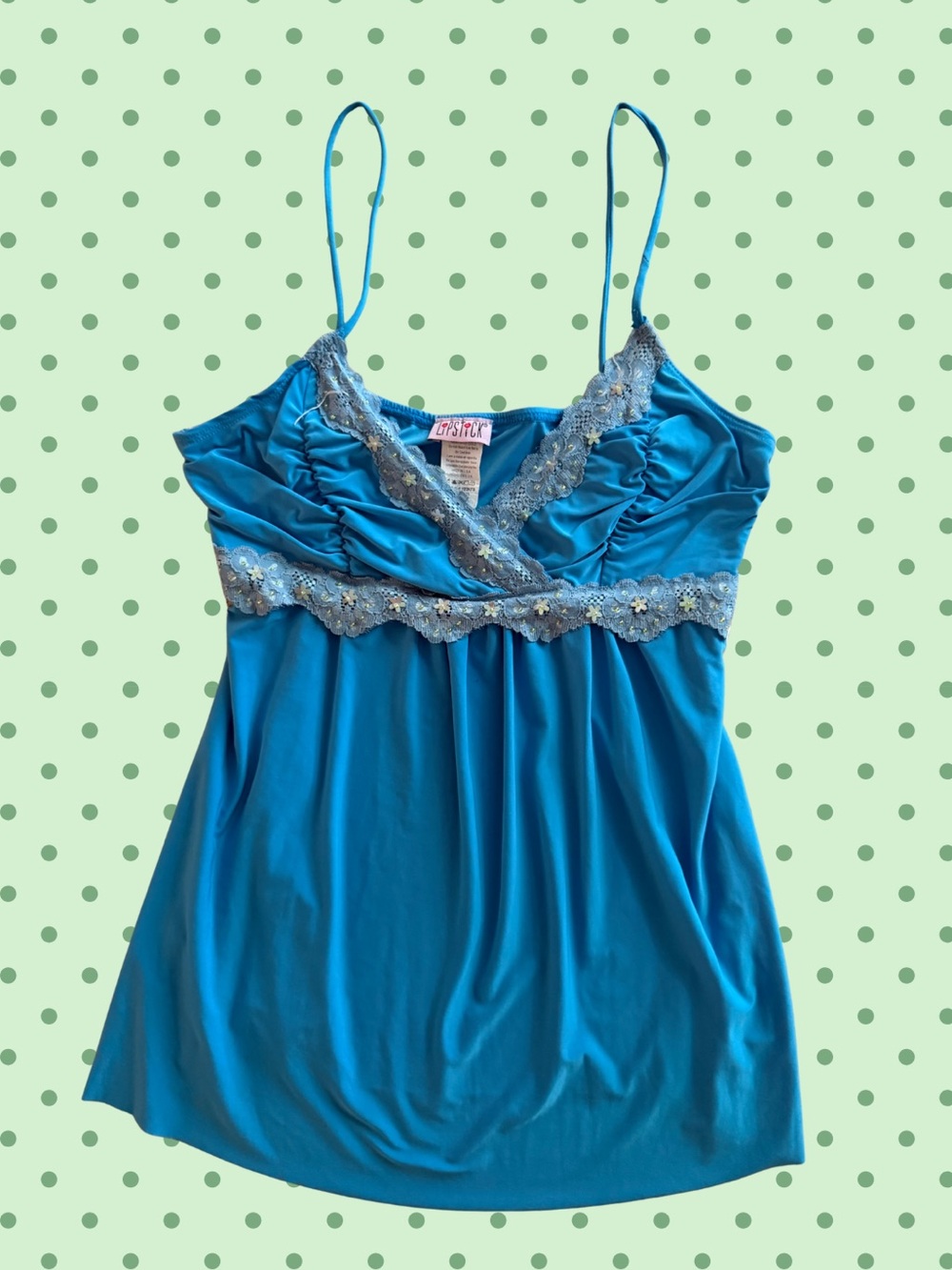 Lipstick Boutique Turquoise Blue Lace-Trim Tank